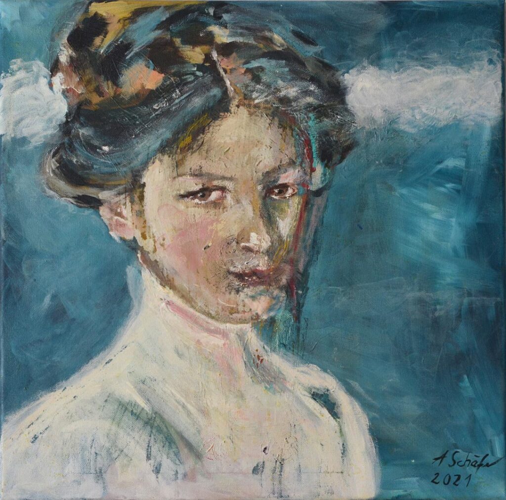 Portrait Frau Abstrakt, 
Technik: Acryl auf Leinwand, 
Maße: 50 x 50cm