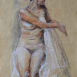 Frauenakt,
42 × 59 cm,
Technik: Acryl / Pastellkreide auf Kraftpapier